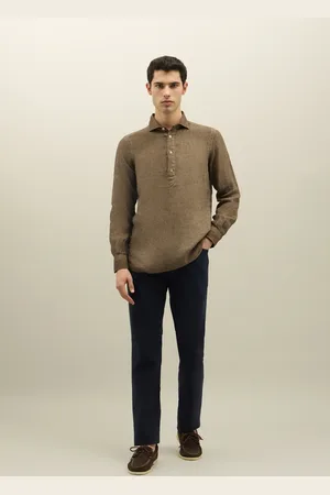 Boglioli Garment Dyed Linen Polo Shirt - Male Shirts 38