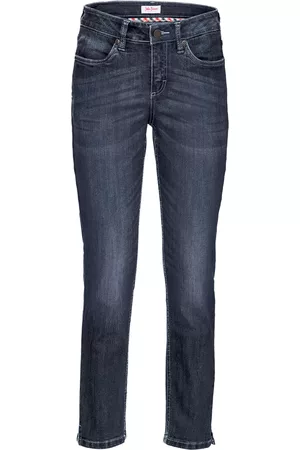 John Baner Donna Cropped jeans - Jeans elasticizzati cropped con spacchetti (Blu)