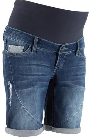 bonprix Donna Pantaloncini - Shorts di jeans prémaman per inizio e post gravidanza (Blu)