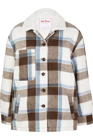 John Baner Donna Giacche - Giacca-camicia con fodera effetto peluche (Bianco)