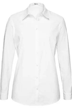 bonprix Donna Camicie - Camicia elasticizzata a maniche lunghe (Bianco)