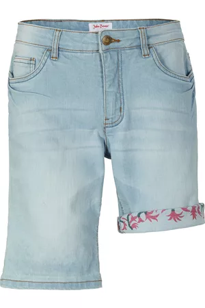John Baner Donna Pantaloncini - Bermuda di jeans elasticizzati Authentic con risvolto colorato (Blu)