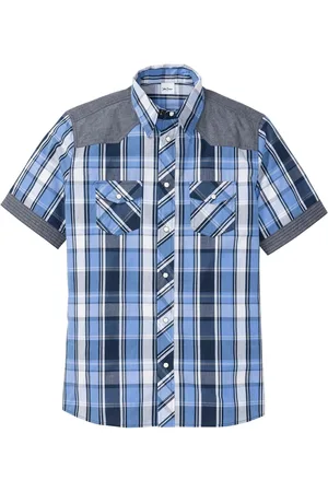 bonprix Camicia a maniche corte con inserto in denim