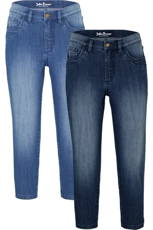 bonprix Jeans cropped slim fit, a vita media (pacco da 2)