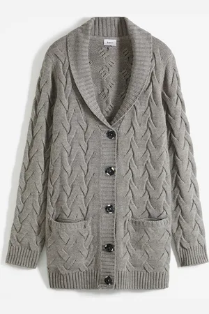 bonprix Cardigan con collo a scialle e lavorazione a trecce