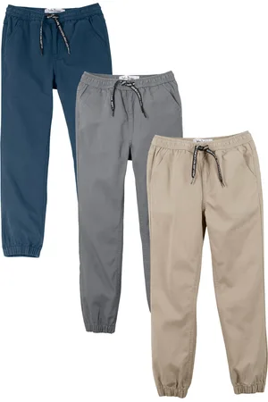 bonprix Pantaloni con elastico in vita in puro cotone, regular fit (pacco da 3)