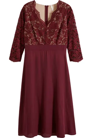 bonprix Abito midi di chiffon con pizzo