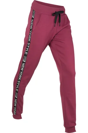 bonprix Pantaloni in felpa con fascette e scritta statement