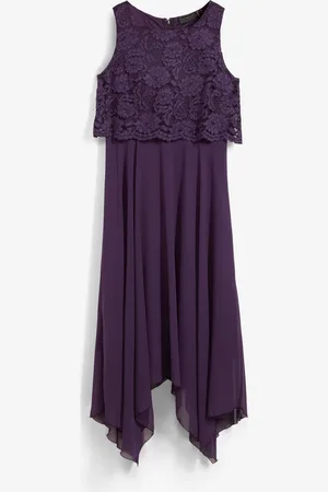 bonprix Abito midi in chiffon con pizzo