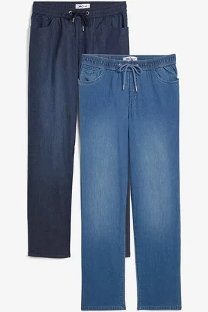 bonprix Jeans con elastico in vita straight a vita alta (pacco da 2)