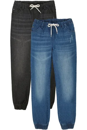 bonprix Jeans con elastico in vita in puro cotone, regular fit (pacco da 2)