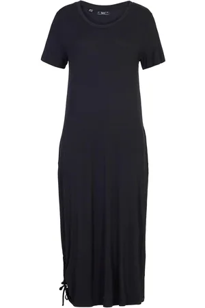 bonprix Abito midi di jersey con arricciatura e tasche ai lati