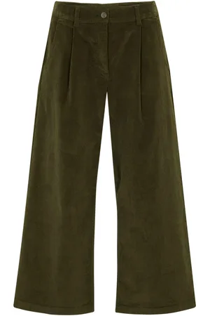 bonprix Pantaloni culotte cropped di velluto elasticizzato con cinta comoda, vita alta