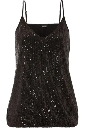 bonprix Top con spalline sottili e paillettes in morbido misto viscosa