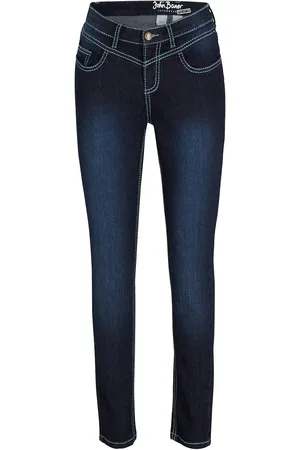 bonprix Jeans slim con impunture a contrasto, a vita media
