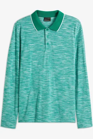 bonprix Polo melange a maniche lunghe in puro cotone