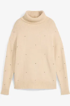 bonprix Maglione a collo alto con strass