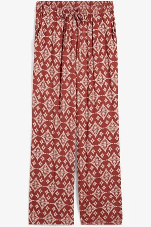 bonprix Pantaloni in viscosa crinkle fantasia con cinta comoda a vita alta