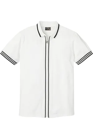 bonprix Polo in piquet di puro cotone con cerniera