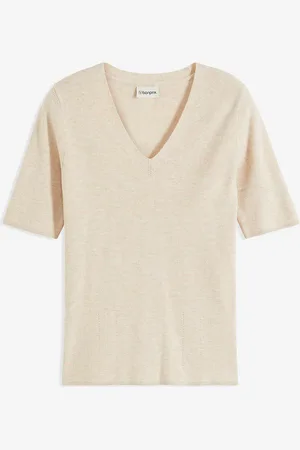 bonprix Maglione a coste con viscosa a maniche corte