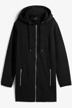 bonprix Felpa lunga con cerniera e tasche zippate
