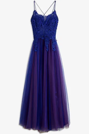 bonprix Abito lungo in delicato tulle con pizzo