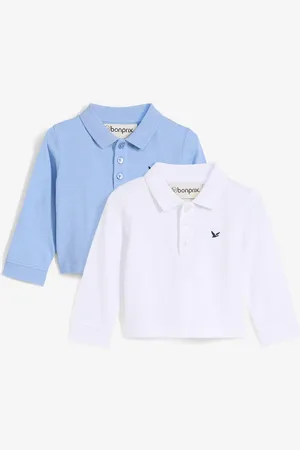 bonprix Polo a maniche lunghe in piquet di puro cotone (pacco da 2)