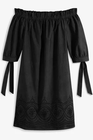 bonprix Abito con spalle scoperte con ricamo traforato