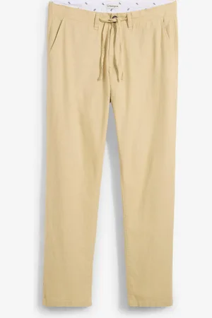 bonprix Pantaloni chino in misto lino con elastico in vita regular fit, straight