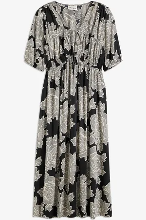 bonprix Abito midi in satin fluente fantasia