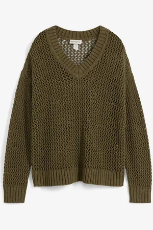 bonprix Maglione traforato in misto lino leggero