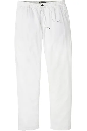 bonprix Pantaloni in misto lino con elastico in vita relaxed fit, straight