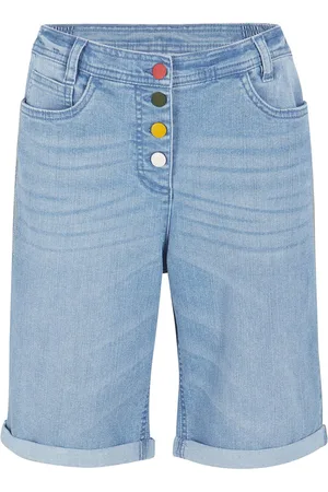 bonprix Bermuda comfort in jeans elasticizzato con cinta comoda