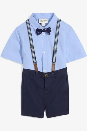 bonprix Camicia a maniche corte, Bermuda chino, bretelle e papillon (set 4 pezzi)