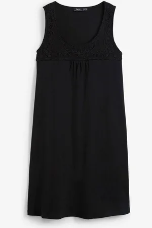 bonprix Abito corto smanicato in cotone con pizzo