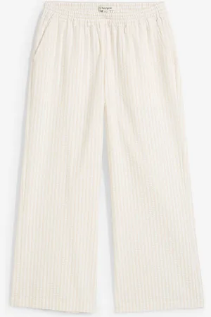 bonprix Pantaloni a palazzo in seersucker, lunghezza 7/8