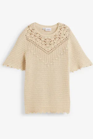 bonprix Maglione traforato in misto lino