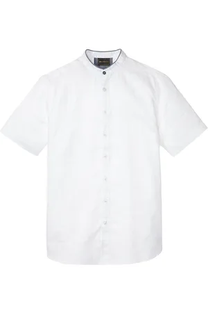 bonprix Camicia a maniche corte in lino con colletto alla coreana