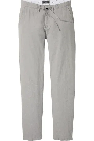 bonprix Pantaloni chino in misto lino con elastico in vita regular fit, straight