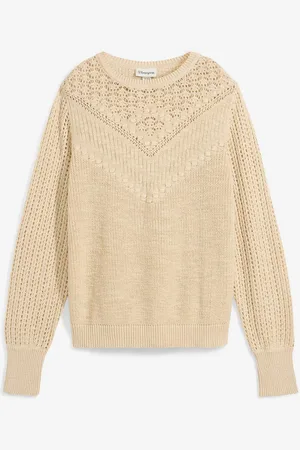 bonprix Maglione traforato in misto lino