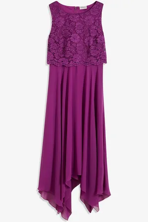 bonprix Abito midi in chiffon con pizzo