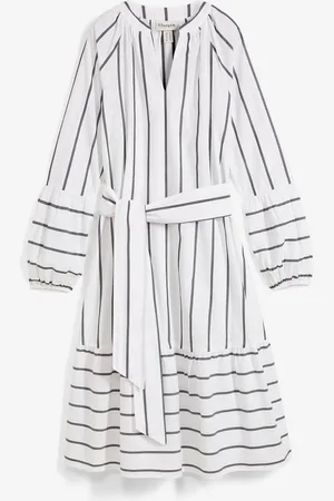 bonprix Abito midi a righe in puro cotone