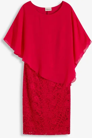bonprix Abito in pizzo con mantella in chiffon fine