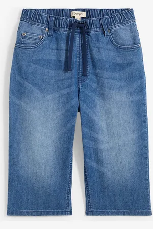 bonprix Bermuda lunghi in jeans con elastico in vita, slim fit