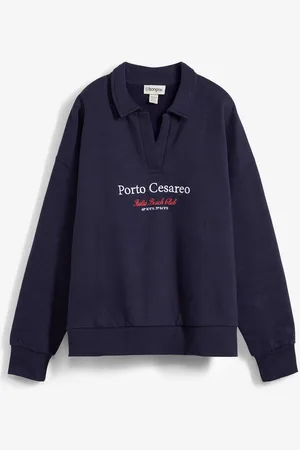 bonprix Felpa oversize con colletto polo e ricamo