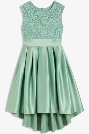 bonprix Abito asimmetrico in satin lucido con pizzo