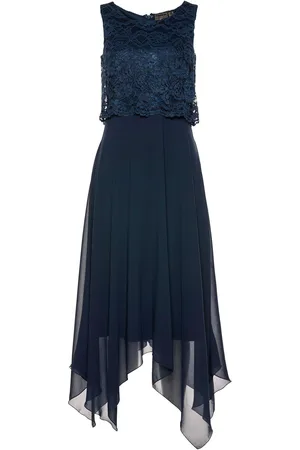 bonprix Abito midi in chiffon con pizzo