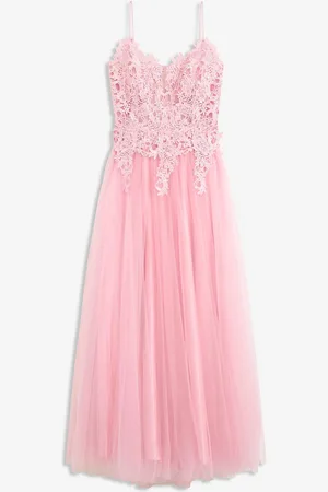 bonprix Abito lungo in delicato tulle con pizzo