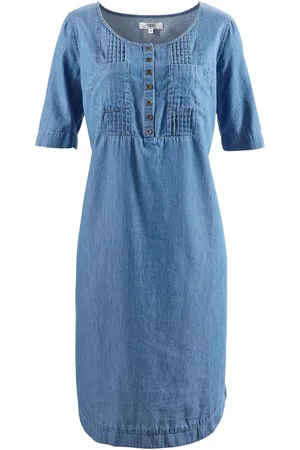 bonprix Abito al ginocchio in jeans di cotone a mezze maniche