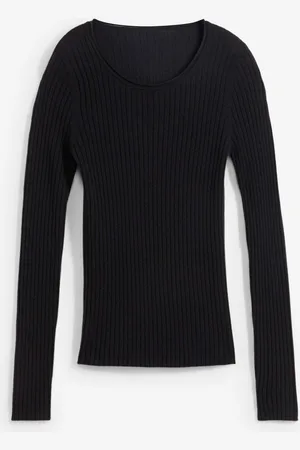 bonprix Maglione a costine in pura lana merino